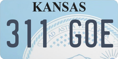 KS license plate 311GOE