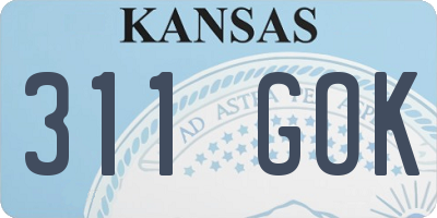 KS license plate 311GOK