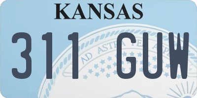 KS license plate 311GUW