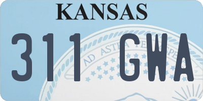 KS license plate 311GWA