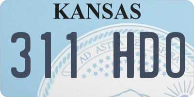 KS license plate 311HDO