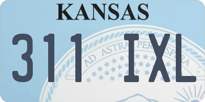 KS license plate 311IXL