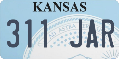 KS license plate 311JAR