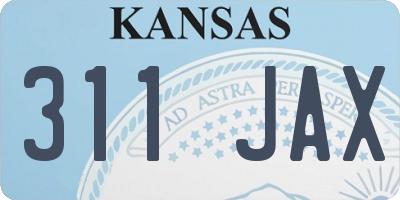 KS license plate 311JAX