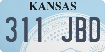 KS license plate 311JBD