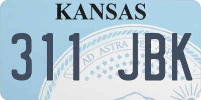 KS license plate 311JBK