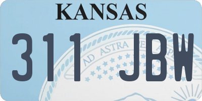 KS license plate 311JBW
