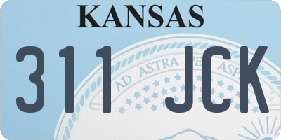 KS license plate 311JCK