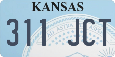 KS license plate 311JCT