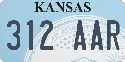 KS license plate 312AAR