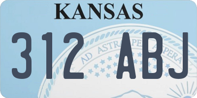 KS license plate 312ABJ