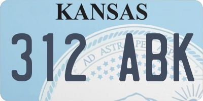 KS license plate 312ABK