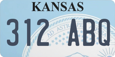 KS license plate 312ABQ