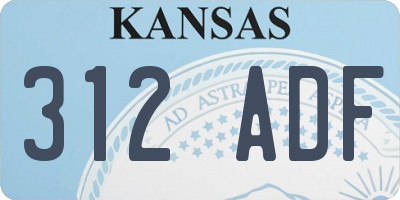 KS license plate 312ADF