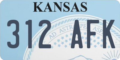 KS license plate 312AFK
