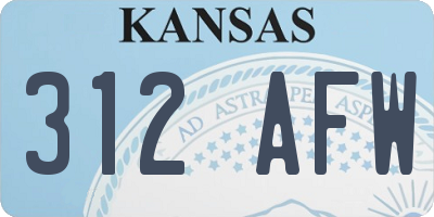 KS license plate 312AFW