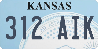 KS license plate 312AIK