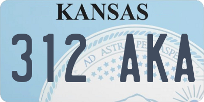 KS license plate 312AKA