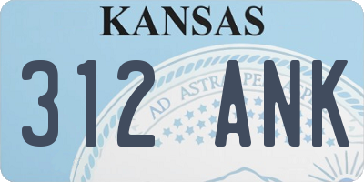 KS license plate 312ANK