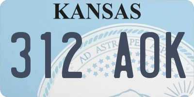 KS license plate 312AOK