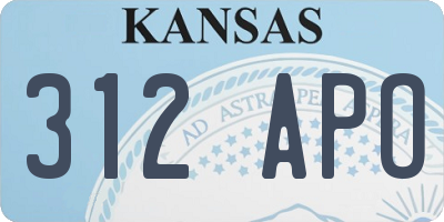 KS license plate 312APO