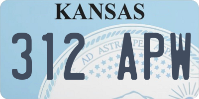KS license plate 312APW