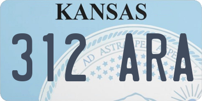 KS license plate 312ARA