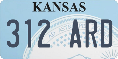 KS license plate 312ARD