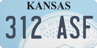 KS license plate 312ASF