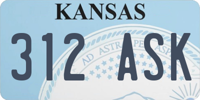 KS license plate 312ASK