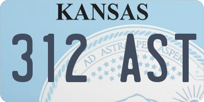 KS license plate 312AST