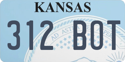 KS license plate 312BOT