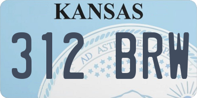 KS license plate 312BRW