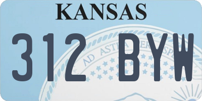 KS license plate 312BYW