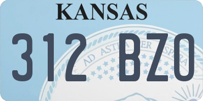 KS license plate 312BZO