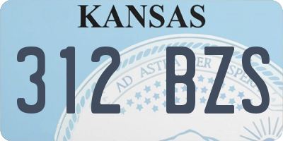 KS license plate 312BZS