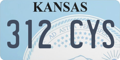 KS license plate 312CYS