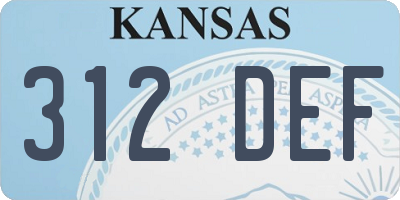 KS license plate 312DEF