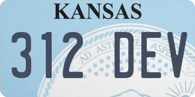 KS license plate 312DEV