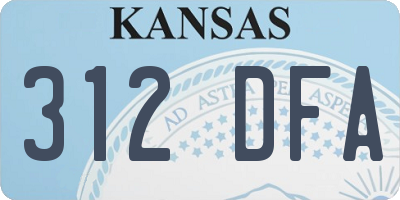 KS license plate 312DFA
