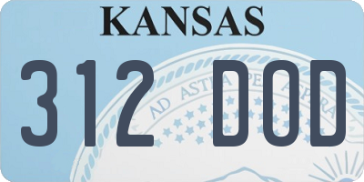 KS license plate 312DOD