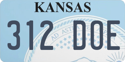 KS license plate 312DOE