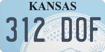 KS license plate 312DOF
