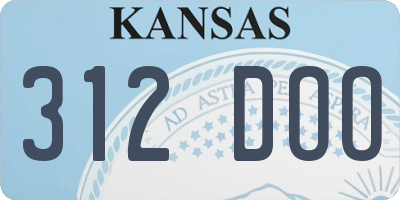 KS license plate 312DOO