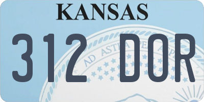 KS license plate 312DOR