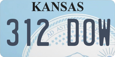 KS license plate 312DOW