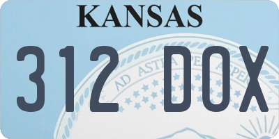 KS license plate 312DOX
