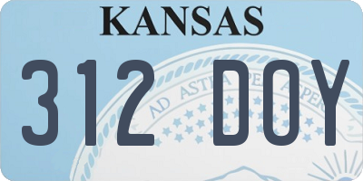 KS license plate 312DOY