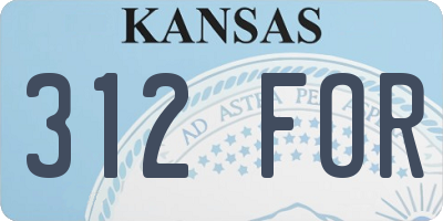 KS license plate 312FOR