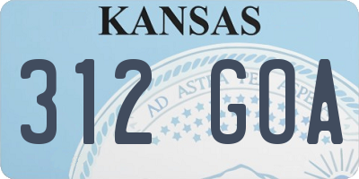 KS license plate 312GOA